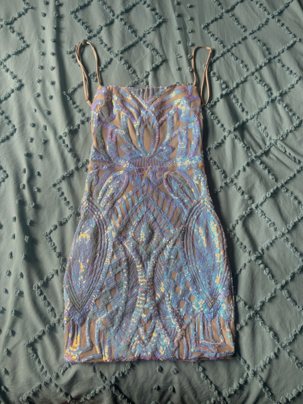 Lucy in the Sky body con mini dress with iridescent sequins